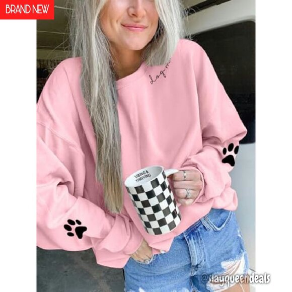 Women's Dog Mom Graphic Sweatshirt Loose Fit Crewneck Pullover - Picture 5 of 8